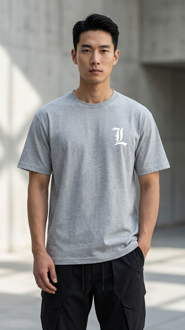 L Embroided Logo with All melange Collection I Death Note T-Shirt I Unisex